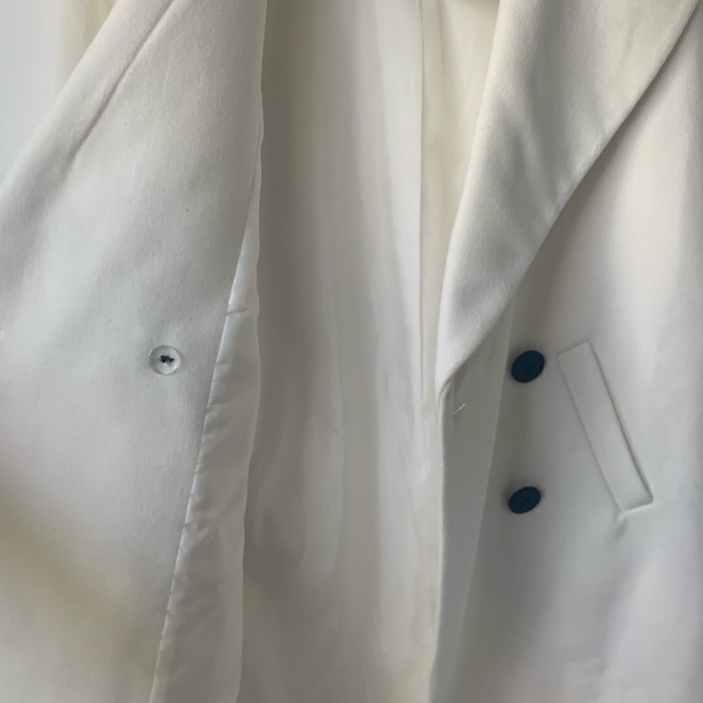NWT ASOS Ecru Double-breasted Poly Coat - Picture 4 of 12